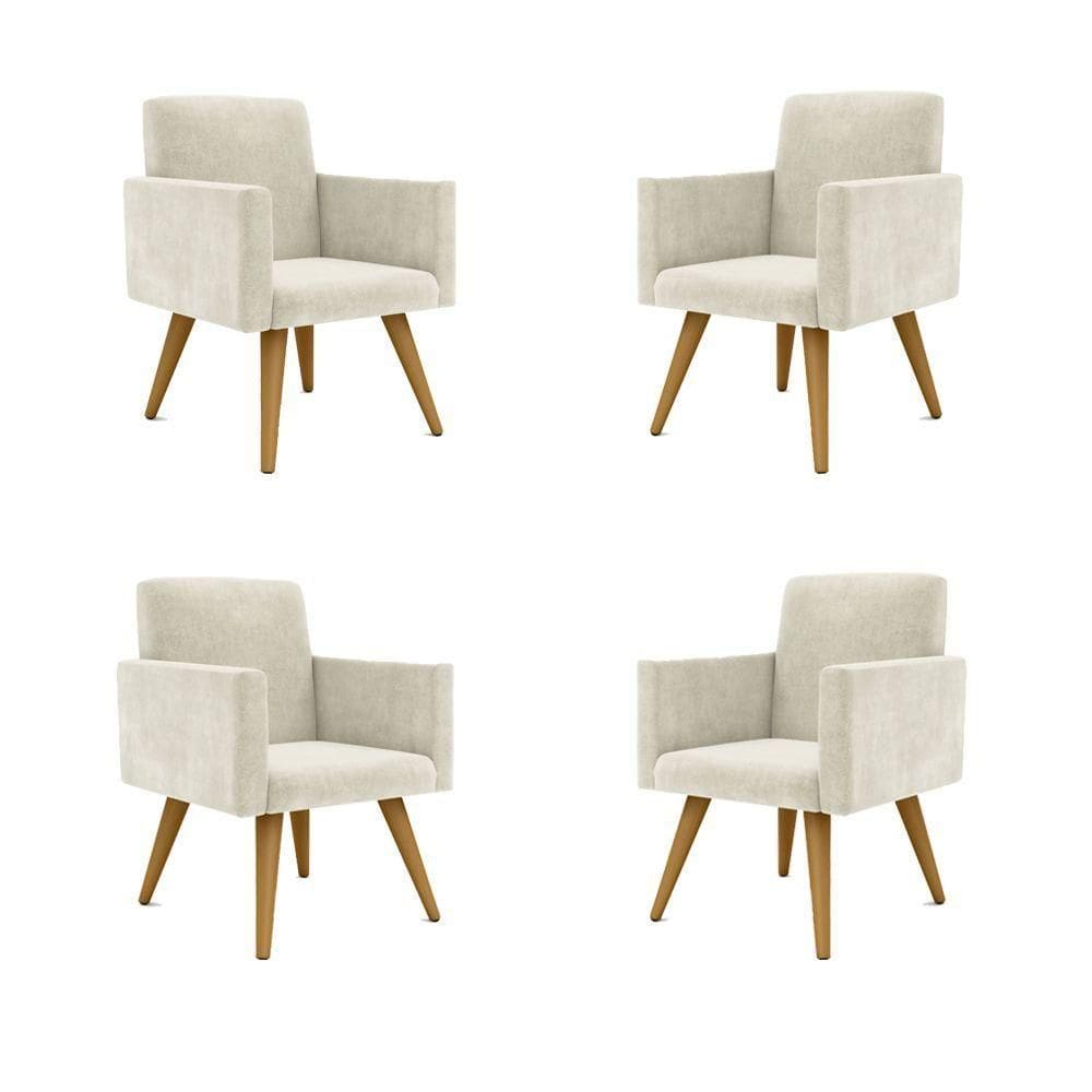 Kit 04 Poltronas Decorativa Recepção Balaqui Decor Bege