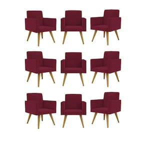 Kit 09 Poltronas Nina Decorativa Para Recepção Balaqui Decor Cor:marsala