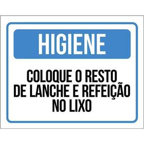 Placa Higiene Coloque Resto Lanche Refeição Lixo 36X46