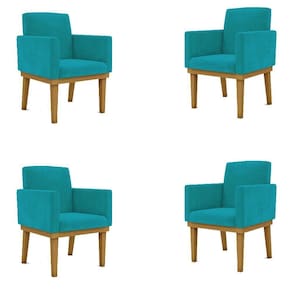 Kit 04 Poltronas Cadeira Reforçada Escritório Azul Turquesa Cor:azul Turquesa