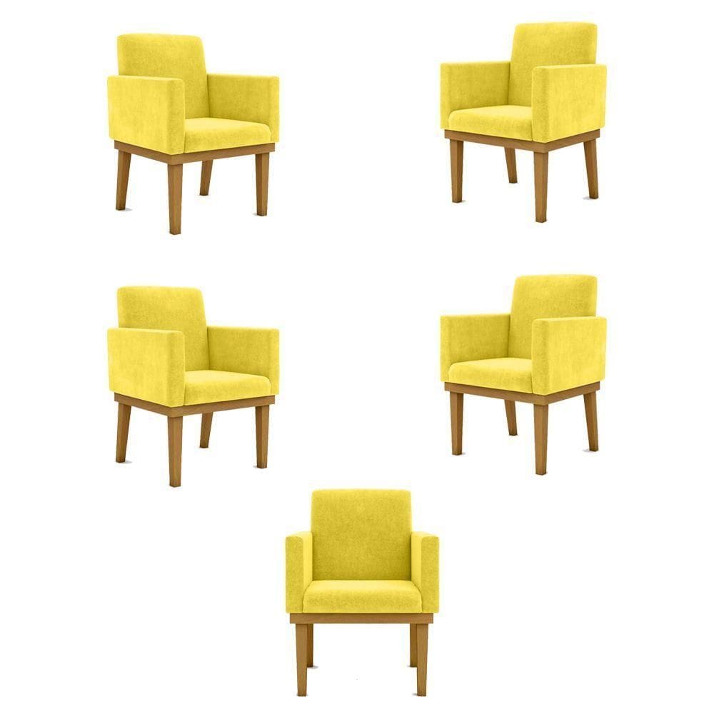 Kit 05 Poltronas Decorativa Reforçada Balaqui Decor Cor:amarelo