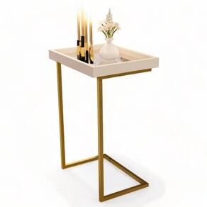 Mesa De Apoio Sofá Jb 4774 Pérola E Dourado Bechara