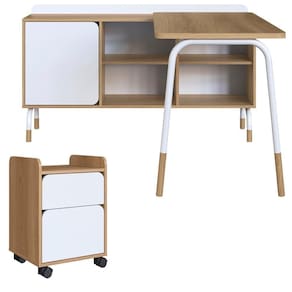 Conjunto Escritório Mesa L Gaveteiro 28004x27998 Hanover Branco Artesano Hanover Branco