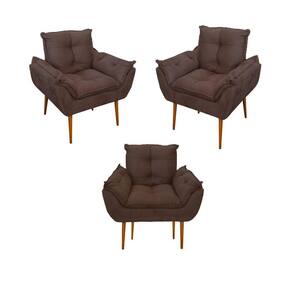 Kit 03 Poltronas Opala Confortável Sala, Quarto Cor:marrom