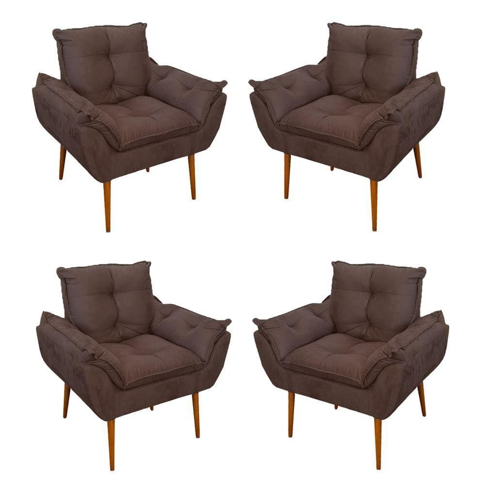 Kit 04 Cadeiras Poltronas De Luxo Opala Sala, Quarto Cor:marrom