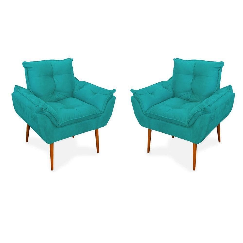Kit 2 Poltronas Opala Decorativas - Azul Turquesa - Balaqui Cor:azul-turquesa