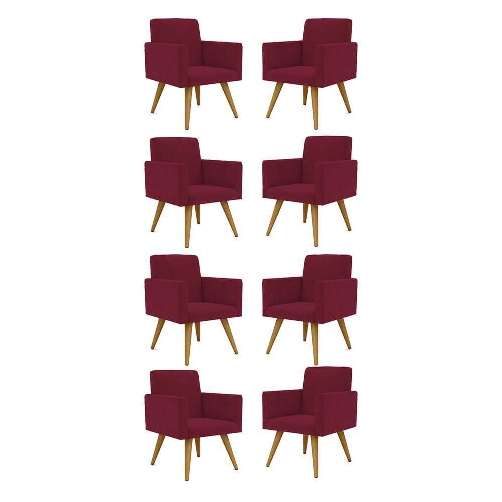 Kit 08 Poltronas Nina Decorativa Para Recepção Balaqui Decor Cor:marsala