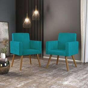 Kit 02 Cadeiras Poltronas Escritório - Recepção - Cor Azul Turquesa
