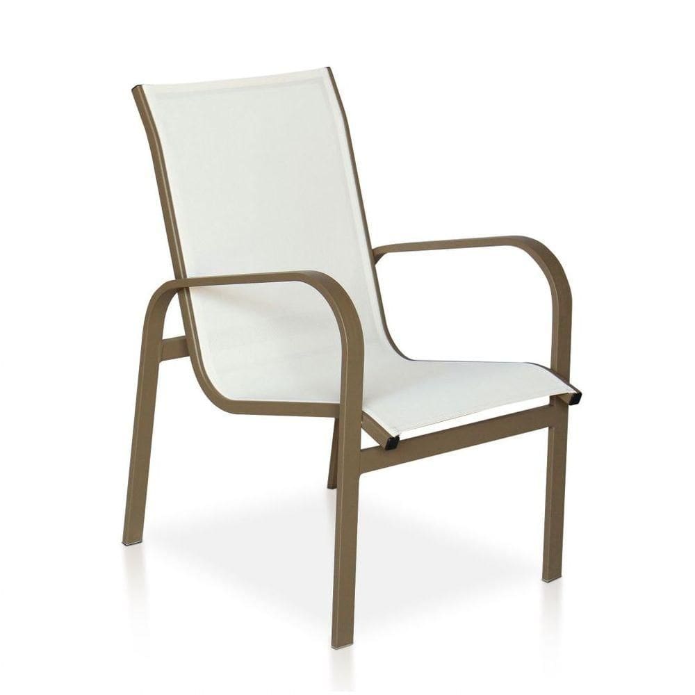 Cadeira Para , área Externa, Gourmet E Jardim - Cappuccino Em Tela Sling Branco