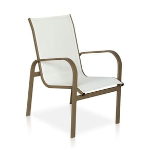 Cadeira Para , área Externa, Gourmet E Jardim - Cappuccino Em Tela Sling Branco