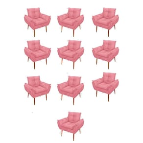 Kit 10 Poltronas Opala Sala Quarto Recepção Salão Suede Cor:rosa