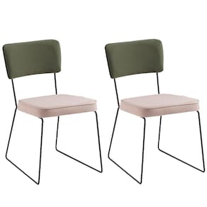 Kit 2 Cadeiras Decorativas F53x1 Linho Bege Verde Dmobiliario Bege Verde