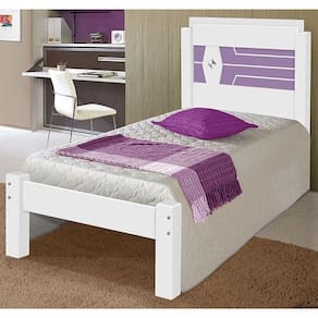 Cama Solt. Lívia Branco-branco-lilás C- Colchão - Carmolar
