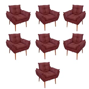 Kit 07 Poltronas Decorativas Opala Retro Consultório Suede Cor:marsala