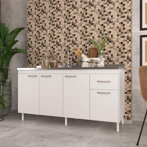 Balcão De Cozinha Sem Tampo Suiça 4 Portas Branco