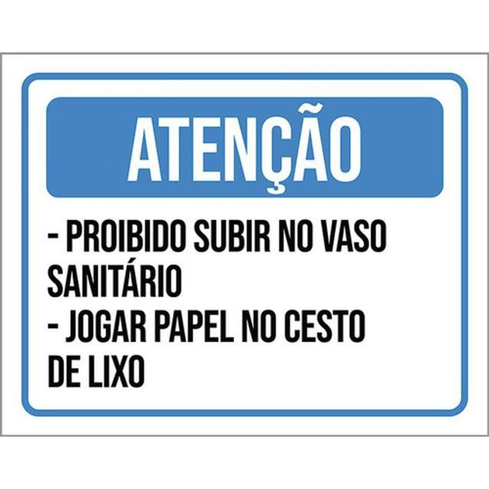 Kit 3 Placas Sinalização - Atenção Subir Vaso Jogar Papel