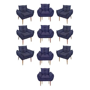 Kit 10 Poltronas Opala Sala Quarto Recepção Salão Suede Cor:azul Marinho