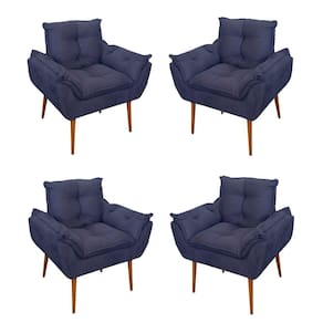 Kit 04 Cadeiras Poltronas De Luxo Opala Sala, Quarto Cor:azul Marinho