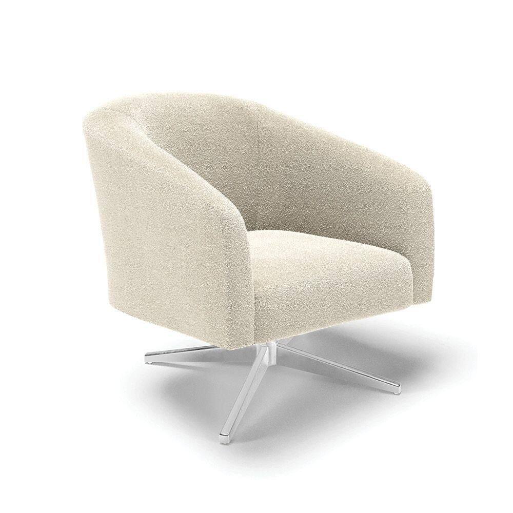 Poltrona Decorativa Base Giratória Cromada Stella Bouclê Bege D03 - D`rossi