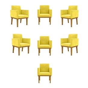 Kit 07 Poltronas Decorativa Reforçadas Sala Balaqui Decor Cor:amarelo