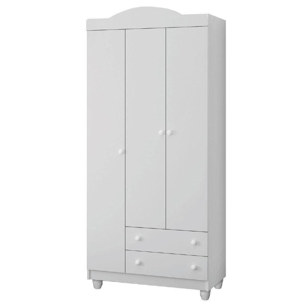 Guarda Roupas Infantil Para Quarto Bebê 3 Portas 2 Gavetas Lara Branco J&a Branco