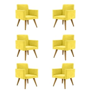 Kit 06 Cadeiras Poltronas Decorativa - Escritório - Recepção Cor:amarelo