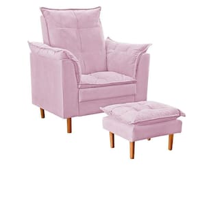 Poltrona De Amamentação Com Puff Quarto Bebê Leticia Suede Rosê