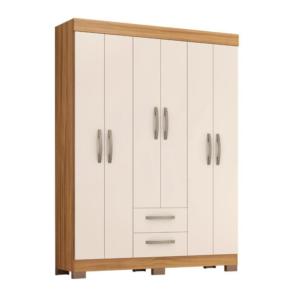 Guarda-roupa Com 6 Portas E 2 Gavetas Freijó/off White Tx Nt6015 Notável Móveis Freijó Trend/off White Tx