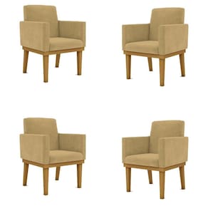 Kit 04 Poltronas Decorativa Reforçada Mesa Cozinha Cor:capuccino