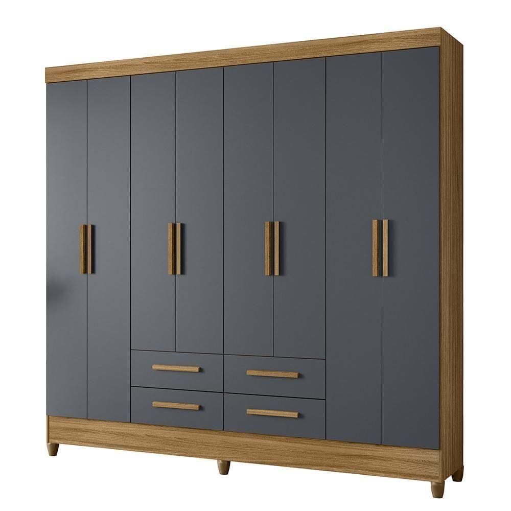 Guarda Roupa Florida Quarto Casal Com 8 Portas E 4 Gavetas Freijo/cinza Freijo/cinza