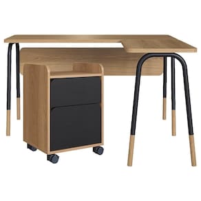 Conjunto Escritório Mesa L Gaveteiro 28003x27998 Hanover Preto Artesano Hanover Nero