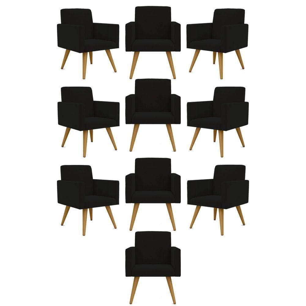 Kit 10 Poltronas Decorativa Sala balaqui Decor Preto