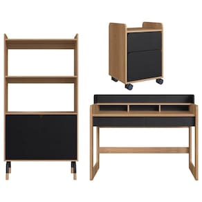 Conjunto Escritório Home Officie 3 Peças 28000x27996x27998 Nero Hanover Artesano Hanover Nero