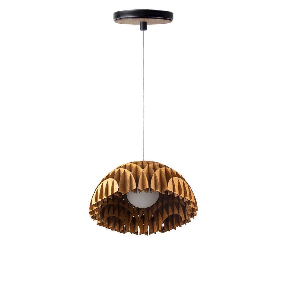 Lustre Pendente em Madeira c/ Globo de Vidro - DOMUS