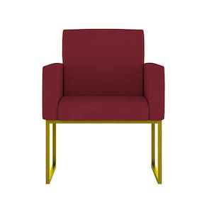 Cadeira Poltrona Moderna Com Base De Ferro Dourado Reforçada Cor: Marsala