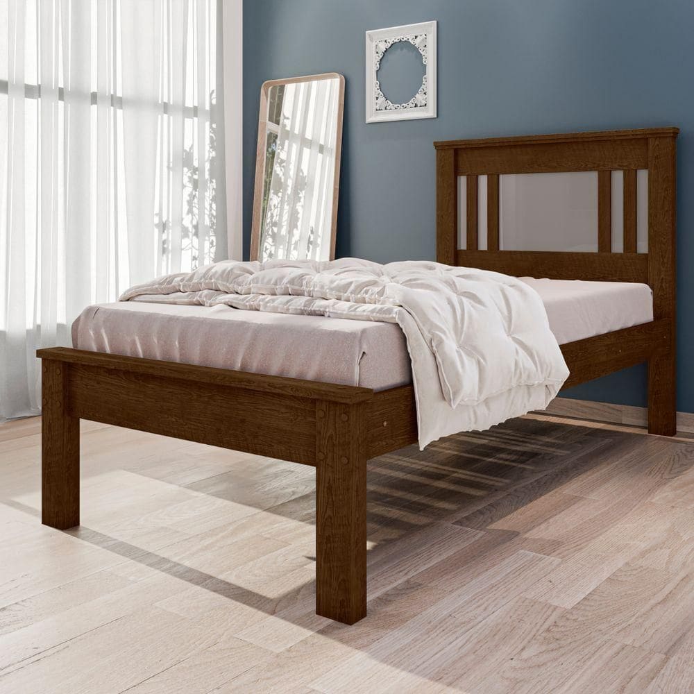 Cama De Solteiro Com Colchão Macaé Malbec Off White