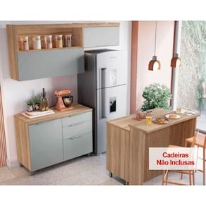 Cozinha Completa Marquesa Gourmet (2 Aéreos + 2 Balcões + 1 Bancada) C5p30 Nature-verde - Nesher