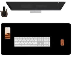 Mousepad Antiderrapante Couro Trabalho 80X40 E Porta Copo