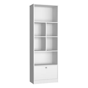 Estante Livreiro 1 Porta Basculante E 6 Nichos B37 Branco Novam Branco