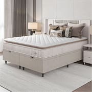 Cama Box Colchão Baú Casal King Molas Ensacadas City Pillow Top 193x203x64cm Bege Branco