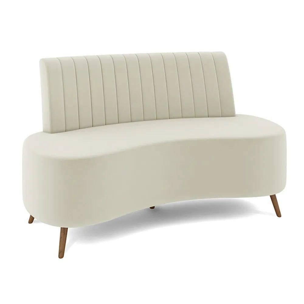 Sofá Living Katara 1,35m 2 Lugares Pés Madeira Mel Veludo Bege Claro G33