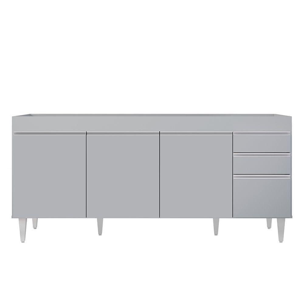 Balcão De Cozinha Para Pia 180cm 4 Portas Sem Tampo Dallas Cinza Claro - Lumil