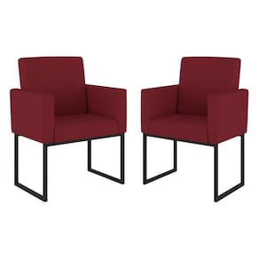 Kit 02 Cadeiras Poltrona Decorativa Sala Quarto Base Preto Cor: Marsala