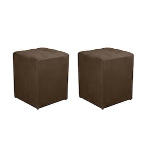 Kit 2 Puff Quadrado Decorativo Suede Cor:marrom