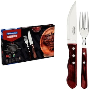 Jogo de Talheres Jumbo Churrasco Aço Inox e Cabo Polywood 12 Peças - Tramontina