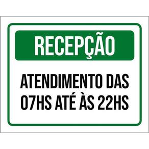 Placa Sinalização Recepção Horário Atendimento 36X46
