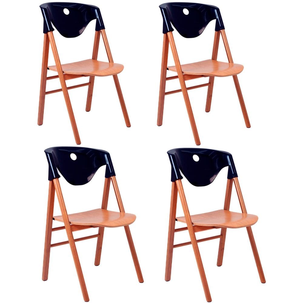 Cadeira Flare de Madeira Tauari em Verniz PU e Encosto Polipropileno 4 un - Tramontina