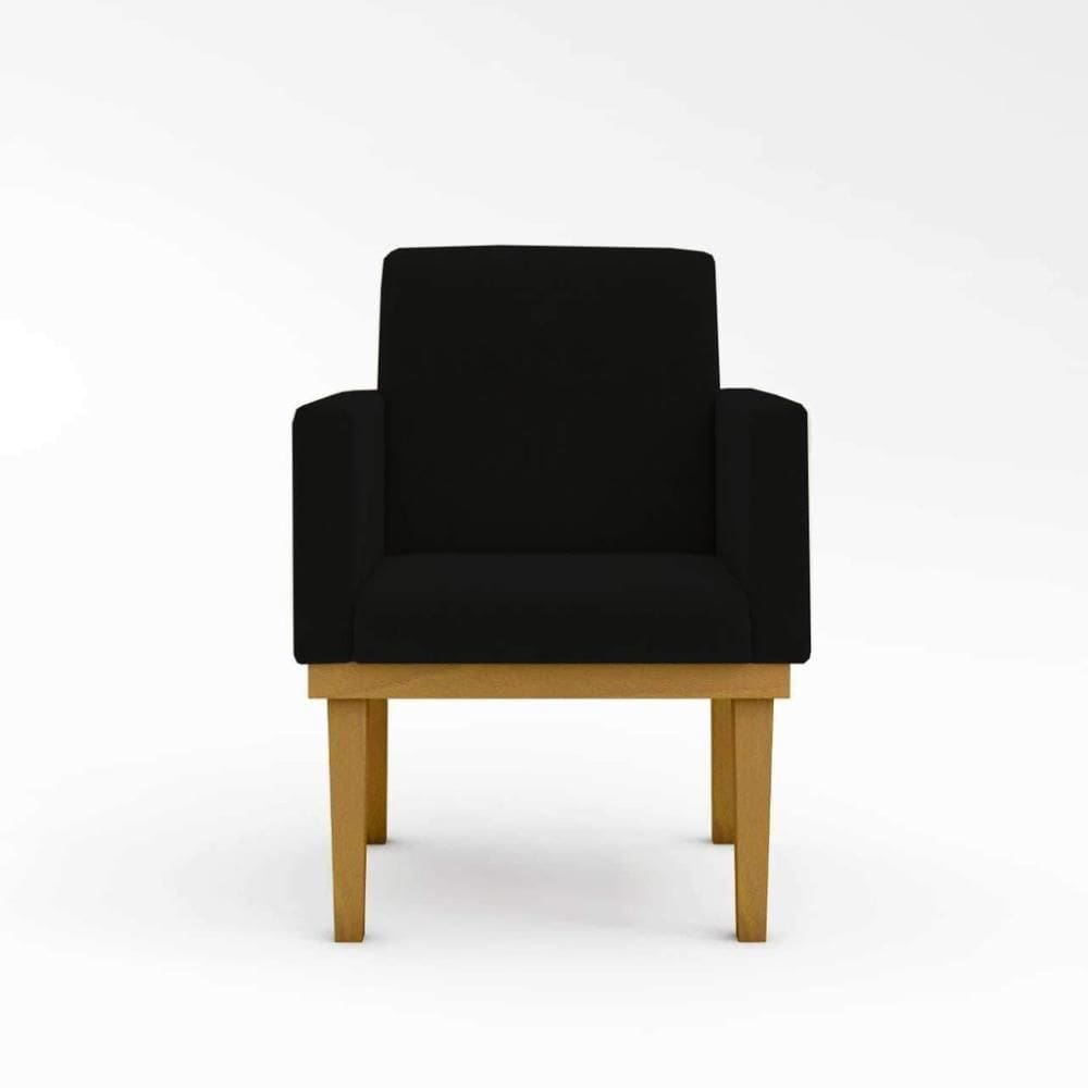 Kit 02 Cadeiras Poltronas Com Base Reforçada Para Recepção Preto – Balaqui Decor Cor: Preto