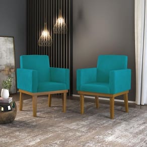 Kit 02 Poltronas Decorativa Reforçada Azul Turquesa - Balaqui Decor Cor: Azul Turquesa