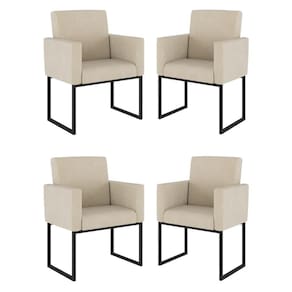 Kit 04 Cadeiras Poltrona Decorativa Para Sala Quarto Preto Cor: Bege
